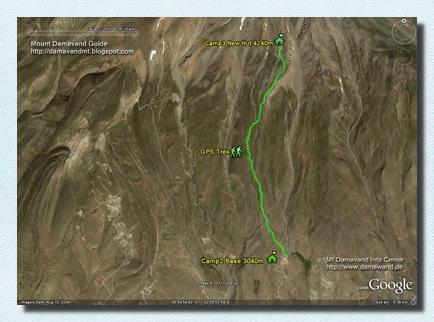 Damawand Camp2 to Camp3 GPS track and route map